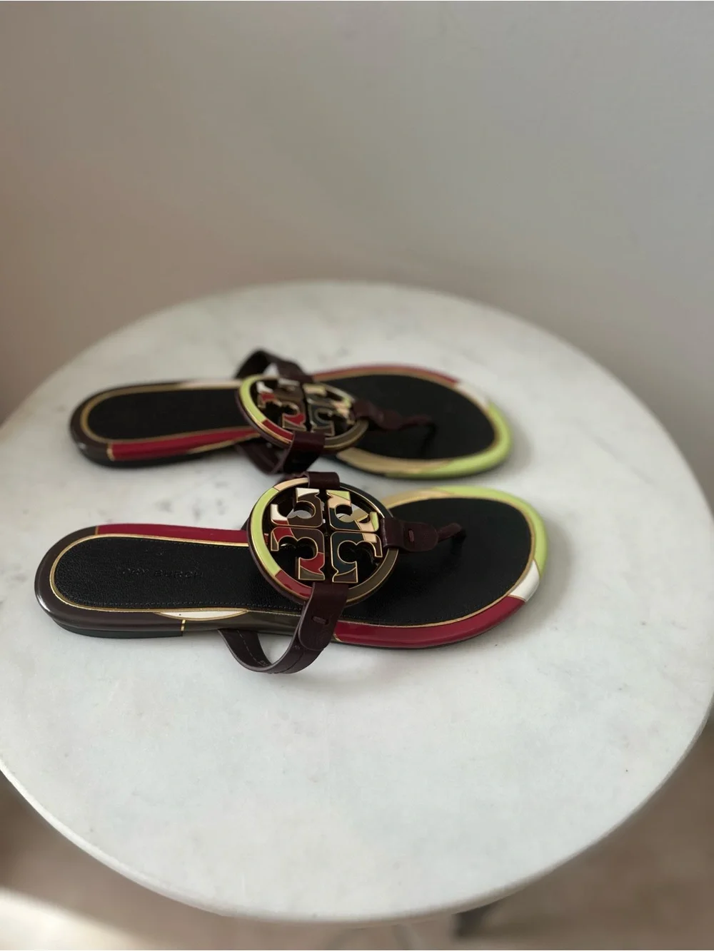 Tory Burch Multicolor Leather Logo Thong Sandals